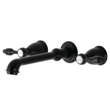Kingston Brass KS7020BAL Two-Handle Wall Mount Tub Faucet, Matte Black KS7020BAL